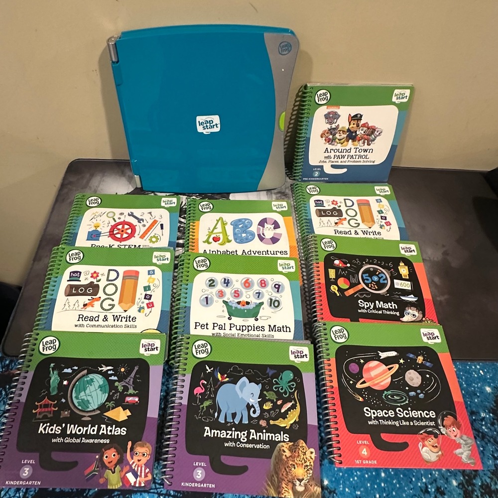 LeapFrog LeapStart Learning System Teal with 11 Activity Books Bundle